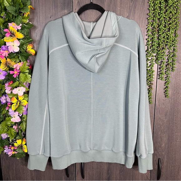 -Athleta Sage Green Hooded Pullover Sweater Size Large - Picture 11 of 15